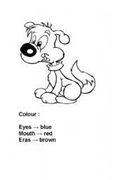 English Worksheet: colour the dog