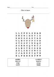 English worksheet: christmas crossword