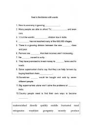 English Worksheet: fill in the blanks with words 