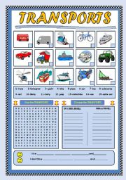 English Worksheet: TRANSPORTS