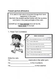 English Worksheet: PRESENT PERFECT 