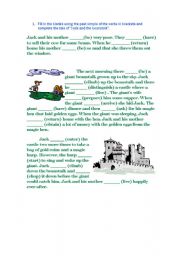 English Worksheet: jack and the beanstalk