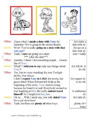 English Worksheet: dating vocab in context story