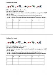 English worksheet: sports battleships