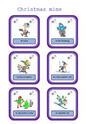 English Worksheet: Christmas mime game, part 1/4