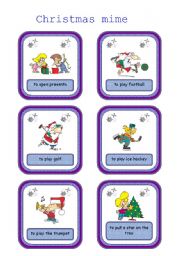 English Worksheet: Christmas mime game, part 3/4