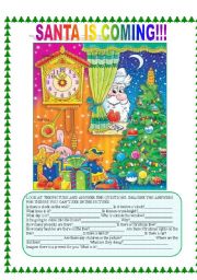 English Worksheet: SANTA IS COMING