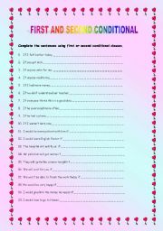 English Worksheet: First and Second Conditionals