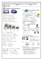 English Worksheet: exam for the 6th grade students