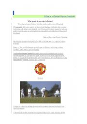 English Worksheet: sports in Britain