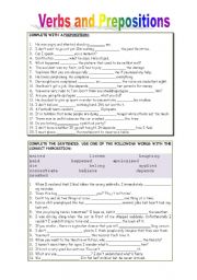 English Worksheet: Verbs and Prepositions