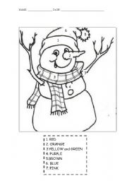 English Worksheet: Colour a snowman
