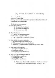 English Worksheet: My Best Friends Wedding