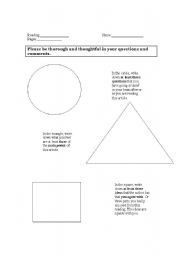 English worksheet: Circle Square Triangle During Reading Graphic Organizer