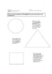 English Worksheet: Circle Square Triangle During Reading Graphic Organizer
