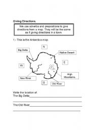 English worksheet: GIVING DIRECTIONS