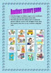 English Worksheet: Routines memory game