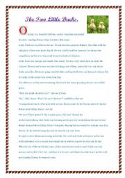 English Worksheet: Fable: the two little ducks.