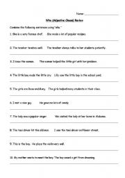 English worksheet: Adjective Clause (Who) Worksheet