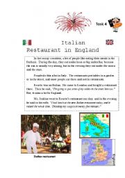 English worksheet: Italian Restaurant in england-page1