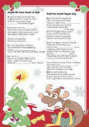 English Worksheet: Christmas activity - gapped carols lyrics