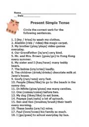 English Worksheet: Present simple