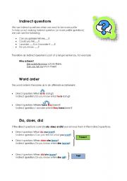 English Worksheet: Indirect Questions