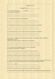 English worksheet: Character 