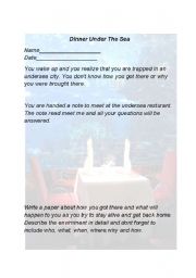 English worksheet: Kidnapped and brought to a city under the sea writing and discussion