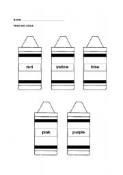English worksheet: Read and colour the crayons