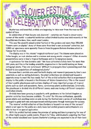 English Worksheet: Reading_Flower Festival In Celebration Of Orchids