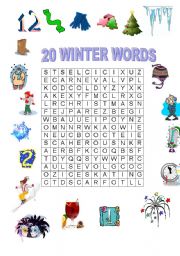 English Worksheet: 20 WINTER WORDS