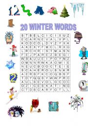 English worksheet: 20 WINTER WORDS