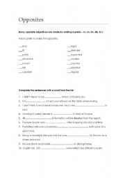 English Worksheet: opposite prefixes