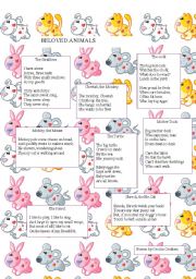 English Worksheet: Beloved Animals - Poems for children