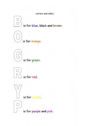 English Worksheet: Letters and colors