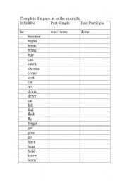 English worksheet: Face 2 Face Elementary Irregular Verbs Test