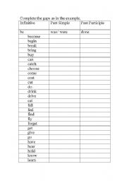 English Worksheet: Face 2 Face Elementary Irregular Verbs Test