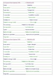 English Worksheet: Expressing Opinion