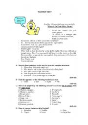 English Worksheet: Test on asking for and giving directions