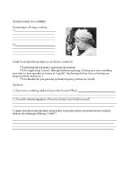 English Worksheet: Would you like to be a celebrity?