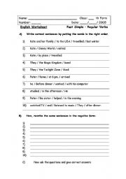 English worksheet: past simple