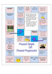 English Worksheet: Board game - Present Simple or Present Progressive