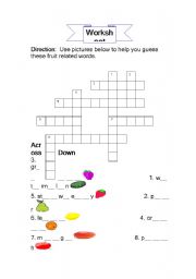 English worksheet: fruits