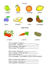 English worksheet: Fruits and vegetables