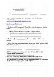 English Worksheet: Day of the Dead Worksheet