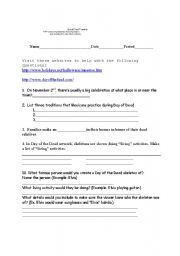 English worksheet: Day of the Dead Worksheet