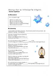 English Worksheet: Song Lesson: Song for a Winters Night