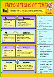 English Worksheet: Preposition of  Time