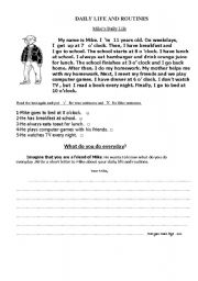 English Worksheet: daily life and routines